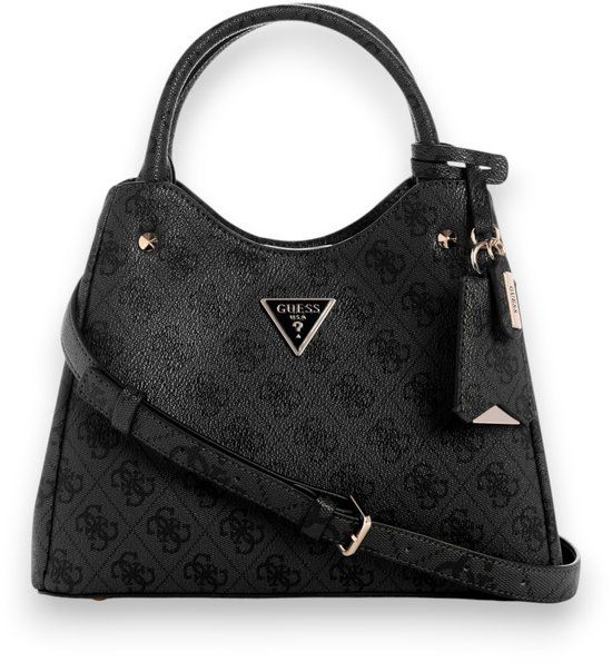 GUESS Meridian II Girlfriend Carryall Handtas Schoudertas Coal Logo Donkergrijs