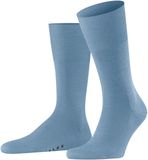 FALKE Airport eenkleurig wol katoen sokken heren blauw - maat 43-44