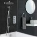 Como Ensemble de douche encastrable 3 voies thermostatique inverseur D, pomme de douche 30cm barre de glissement remplisseur de baignoire chrome