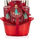 BRUBAKER Cosmetics Bad en Douche Cadeau Set Winterbessen Geur - 5-Delige Verzorgingsset in Decoratieve Badkuip Kerstmis