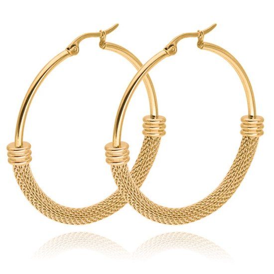 Cilla Jewels Lookinggoodtoday Dames Oorbellen Ringen Goudkleurig van Edelstaal - 50mm