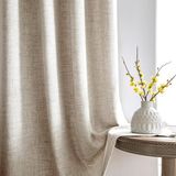 Rideaux prêts à l'emploi avec crochets - Beige - Polyester - 140x210 cm - 2 pièces