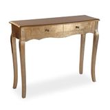 Versa Vivienne entreemeubel, smal, voor hal, consoletafel, met 2 laden, afmetingen (H x B x D) 80 x 35 x 105 cm, hout, goudkleurig