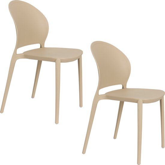 Housecraft Living Sjoerd Tuinstoelen/ Eetkamerstoel Kunststof Beige - Set van 4