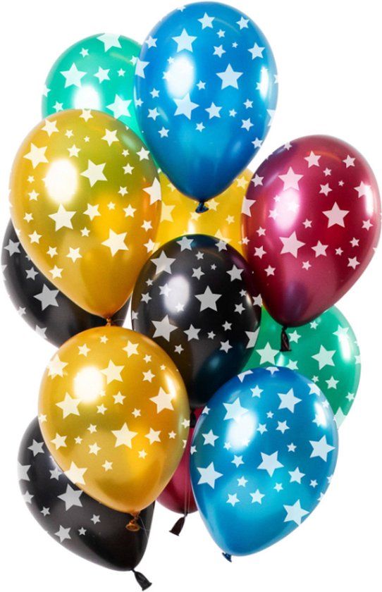 Folat Ballonnen Sterren Meerkleurig Metallic 30cm - 12 stuks