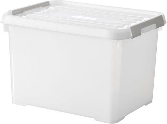 CURVER Plus 20L Recycled Storage Box with Lid - Grey/White