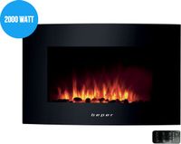 Beper Elektrische Wandhaard RI.503 - 2000 Watt - Zwart - Met Afstandsbediening