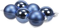 Othmar Decorations Bv 6x stuks kerstversiering kerstballen blauw (basic) van glas - 8 cm - mat/glans - Kerstboomversiering