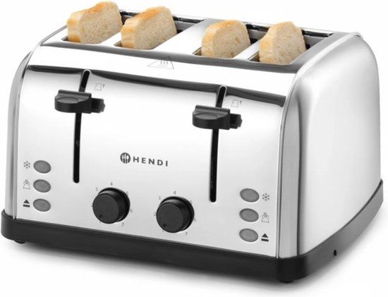HENDI Toaster – 4 sneetjes – Roestvrij staal