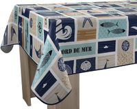 Tafelkleed Vlekbestendig Zee - Rechthoek 150 x 350 cm, Blauw, Beige
