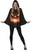 Fiestas Guirca Zwarte poncho-kostuum met horror-pompoenprint voor dames, één maat