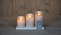 Anna's Collection - 3-pack Rechargeable Wax Candles - Silver Rustic - Moving Flame - 7.5x10/12.5/15cm - Indoor