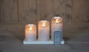 Anna's Collection - 3-pack Rechargeable Wax Candles - Silver Rustic - Moving Flame - 7.5x10/12.5/15cm - Indoor