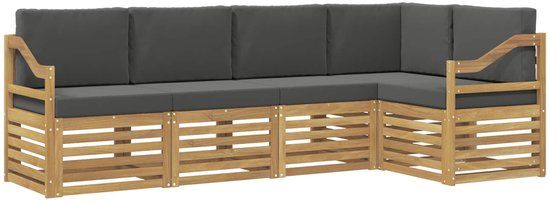 vidaXL - Bank loungeset - 5 zitplekken - Wit en antracietkleurig - Polyester