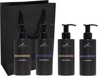 Claudius Cosmetics B.V. Massageolie Set - Lavendelolie + 100% Amandelolie + Massageolie Neutraal + 100% natuurlijke druivenpitolie - 300 ml per fles - set van 4 stuks - met luxe gift tas - cadeau - giftset voor hem en haar