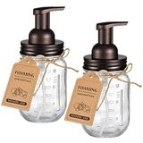 Mason Jar Schuimende Zeepdispenser - Roestvrij Stalen Deksel/BPA-Vrije Schuimpomp, met Schoolbordlabels - Rustieke Boerderijdecoratie Handzeepdispenser Badkameraccessoires - Brons (2 Stuks)
