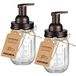 Mason Jar Schuimende Zeepdispenser - Roestvrij Stalen Deksel/BPA-Vrije Schuimpomp, met Schoolbordlabels - Rustieke Boerderijdecoratie Handzeepdispenser Badkameraccessoires - Brons (2 Stuks)