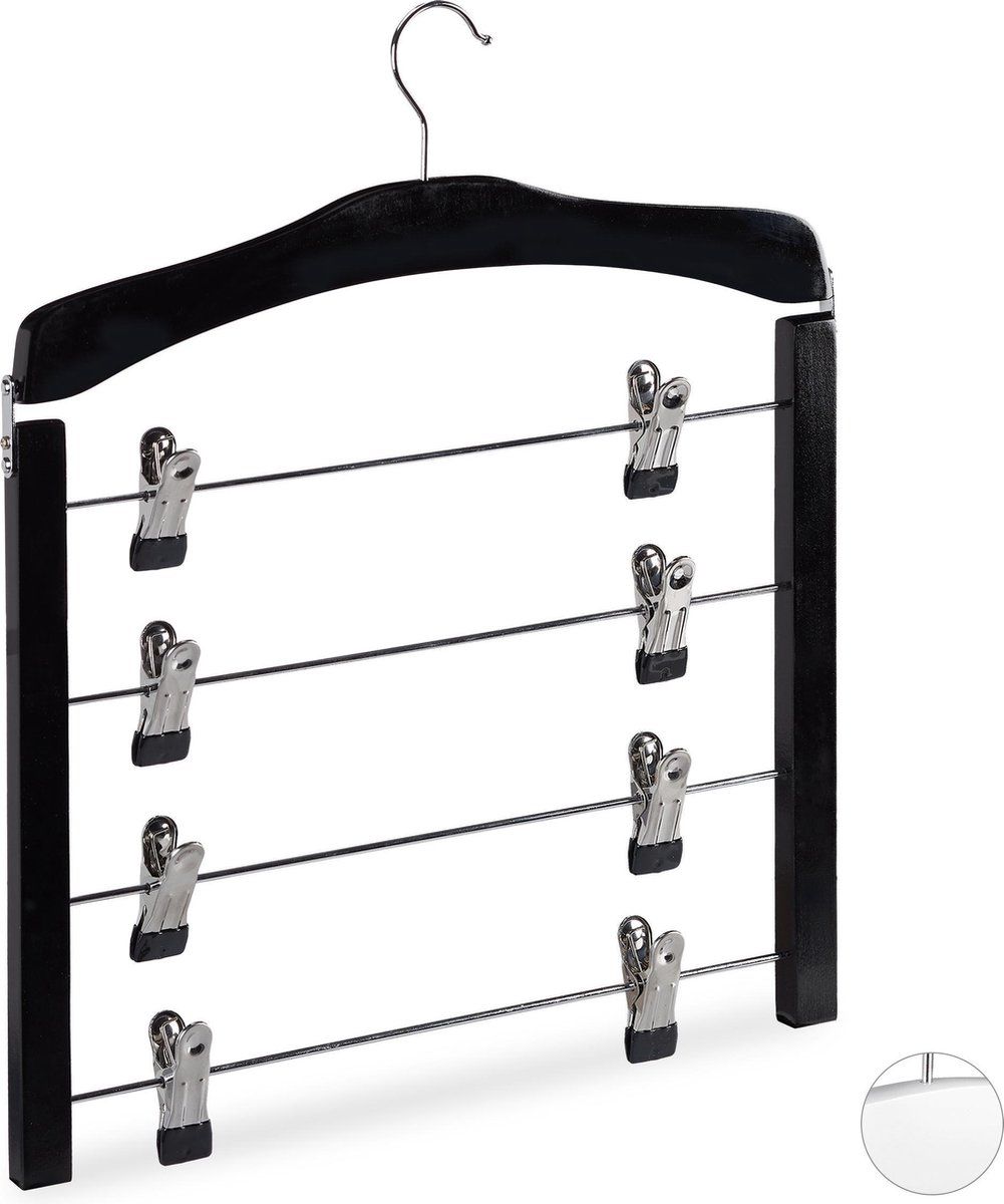 Relaxdays rokhanger meervoudig - set van 3 stuks - broekhangers - kledinghangers klemmen - zwart
