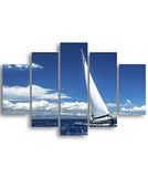 Homemania Wandafbeelding, boot, 5 stuks, natuur en landschappen per woonkamer, meerkleurig, 95 x 0,3 x 60 cm, HM205MDF073, MDF