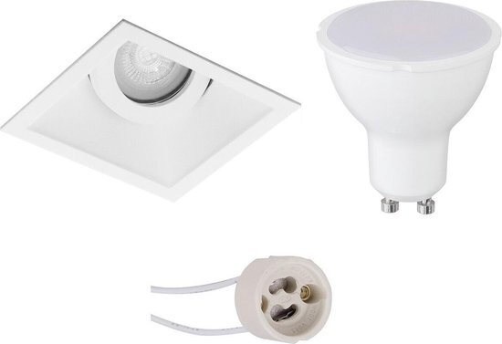 BES LED LED Spot Set - Pragmi Zano Pro - GU10 Fitting - Inbouw Vierkant - Mat Wit - 6W - Natuurlijk Wit 4200K - Kantelbaar - 93mm