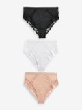 Next Dames Set van 3 hoog uitgesneden slips met kanten rand en hoge taille - Zwart