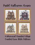 Pastel Halloween Houses: 4 Whimsical Haunted Halloween Cottage Counted Cross Stitch Patterns