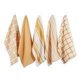 DII Set van 5 geweven keukenhanddoeken, 18 x 28 cm, honinggoud