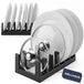 WELLHAUS Support pour couvercles et assiettes, noir, organisateur de cuisine, 6 emplacements