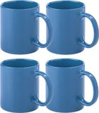Bellatio Design Tasses à café - 4x - céramique - brillant - avec anse - bleu clair - 370 ml