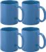 Bellatio Design Tasses à café - 4x - céramique - brillant - avec anse - bleu clair - 370 ml