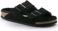 Birkenstock Arizona Lamsvel Suede Zwart Smal Voetbed - Maat 46