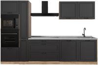 Vicco Complete keukeneenheid R-Line, Antraciet landelijk/Goudkleurig Eiken, 310 cm zonder werkblad