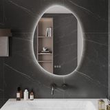 Miroir LED ovale pour salle de bain - 20 cm - Dimmable - Anti-buée - Incassable - Haut-parleur Bluetooth