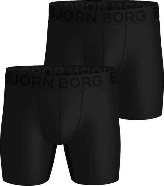 Björn Borg Sports Lightweight Boxers - microfiber heren boxers lange pijpen (2-pack) - zwart