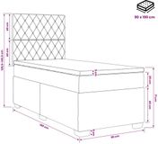 vidaXL Boxspringbed met matras en hoofdeinde, blauw, 90 x 190 cm, fluweel