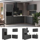 Vicco Keuken Fame-Line, Donkergrijs/Wit, 220 x 120 cm zonder werkblad