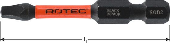 Rotec IMPACT schroefbit, SQD1, 50mm (vierkant, Robertson) (2st.)