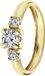 Lucardi Dames Ring met 3 zirkonia stenen - Ring - Cadeau - 14 Karaat - Geelgoud