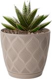 Form Plastic Plantenpot/bloempot New Age - kunststof - beige - D23 x H21 cm - met opvang schotel - rond