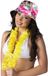 Sans marque Tropical Hawaii Party Costume Set - Chapeau seau blanc - Collier de fleurs jaune - Adultes