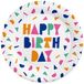 Globos Papieren borden verjaardag 23cm kleurrijk - set van 8 stuks.