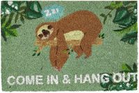 Merkloos Relaxdays Deurmat Come In & Hang Out - Luiaard - 60 x 40 cm - Kokos - Grappig - Antislip
