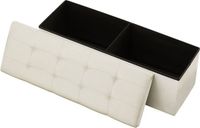 VEVOR Opvouwbare Poef met Opbergruimte (Rechthoekig), Voetenbank met Zijvakken, Beige