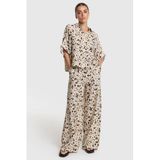 Alix the Label viscose loose fit broek met tekst - beige