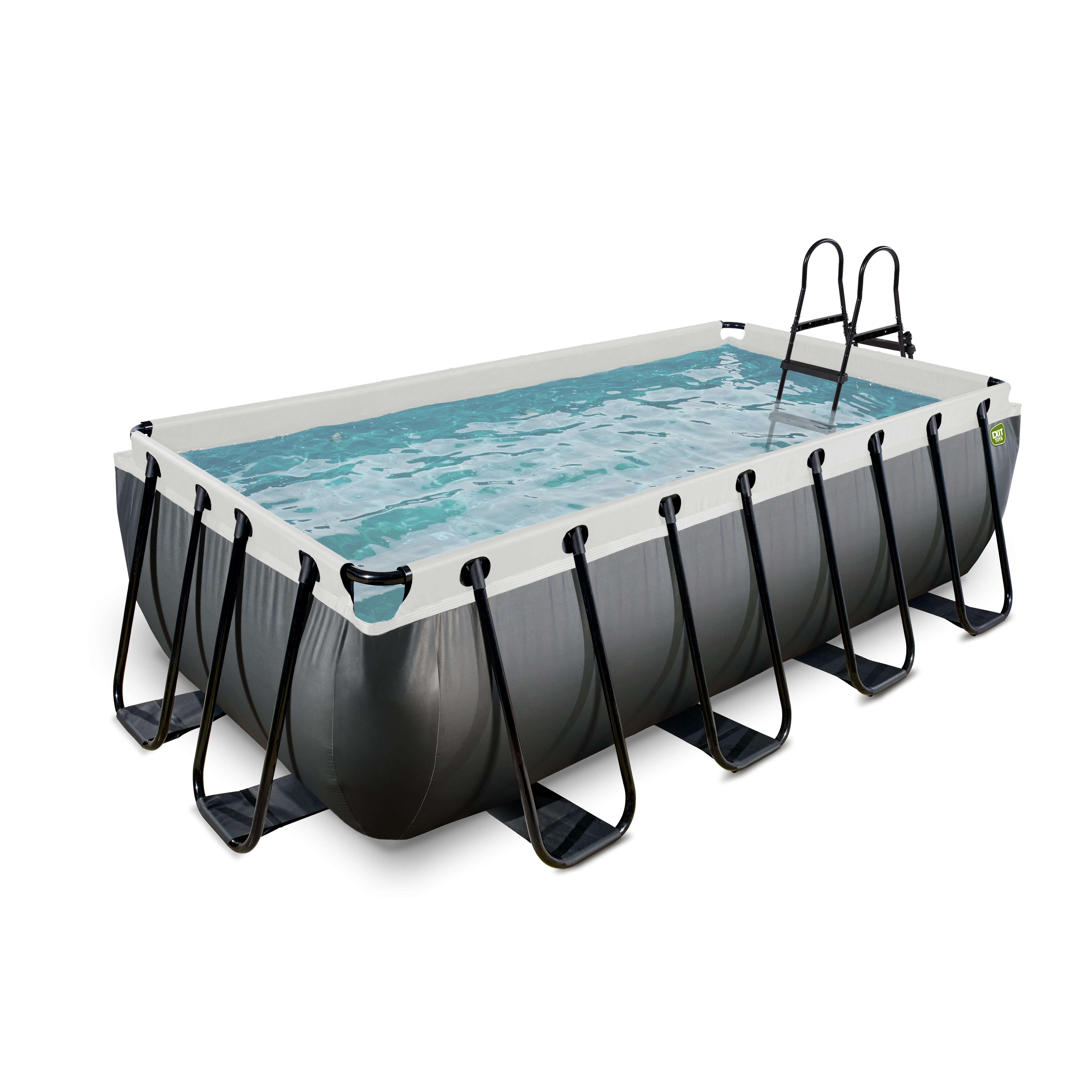 EXIT Black Leather Rectangular Pool 400x200x100cm with Filter Pump - Black