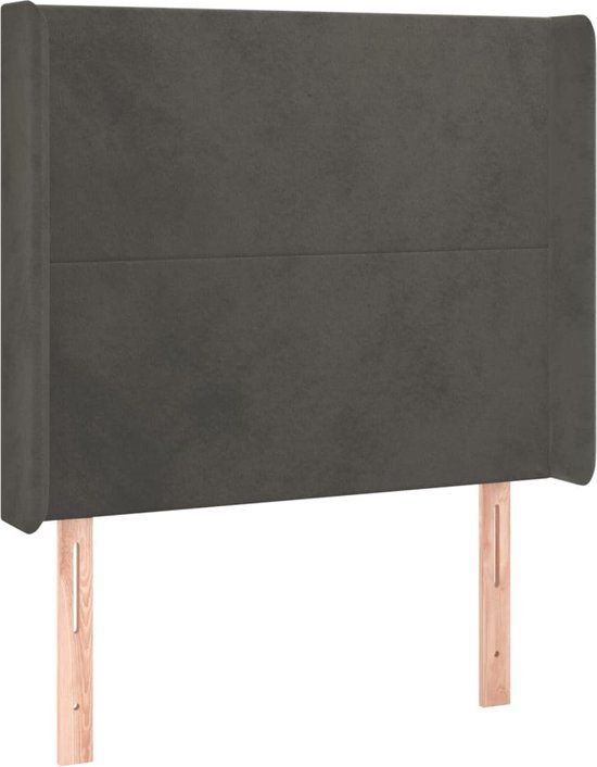 VidaXL Hoofdbord met randen 83x16x118/128 cm fluweel donkergrijs