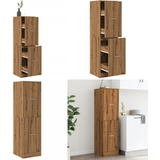 Armoire D'Apothicaire Chêne Artisanal Bois D'Ingénierie - Armoire À Pharmacie - Armoire De Rangement