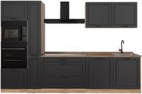 Vicco Complete keukeneenheid R-Line, Antraciet landelijk/Goudkleurig Eiken, 310 cm goudkleurig eiken werkblad