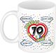 Bellatio Decorations Mok 70 jaar - wit - glorie jaren - 300 ml - keramiek