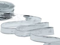 Furlanis geweven tape van Italiaanse stof, 15 mm x 20 m, kleur: 101, zilverkleurig